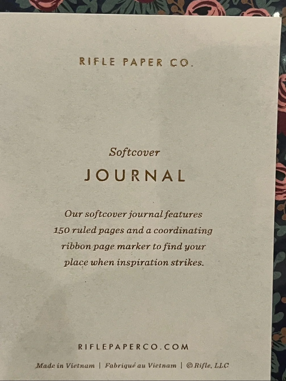 Rifle Paper Co. Navy Floral Journal with Pink Rose Motif